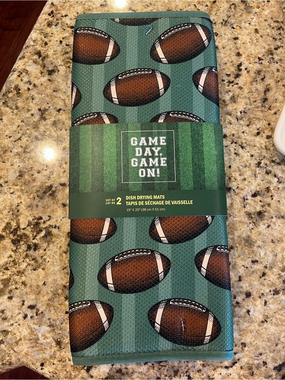Game Day Green Football Dish Drying Mat - Set of 2